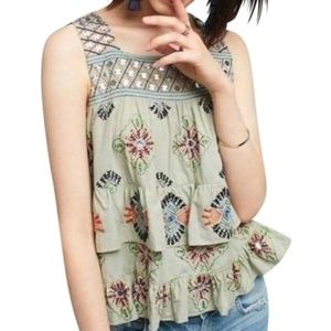 Anthro Moulinette Soeurs Lia Embellished Tank Sm